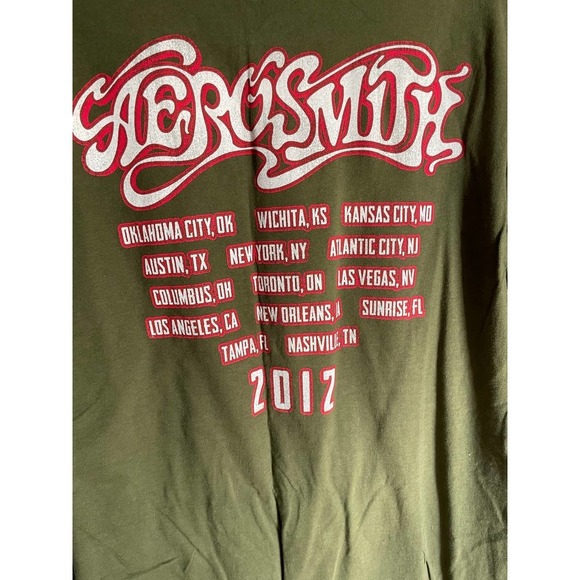 Bay Island Mens Aerosmith Graphic Concert Tee Shirt Short Sleeve Size L Green - Picture 5 of 5